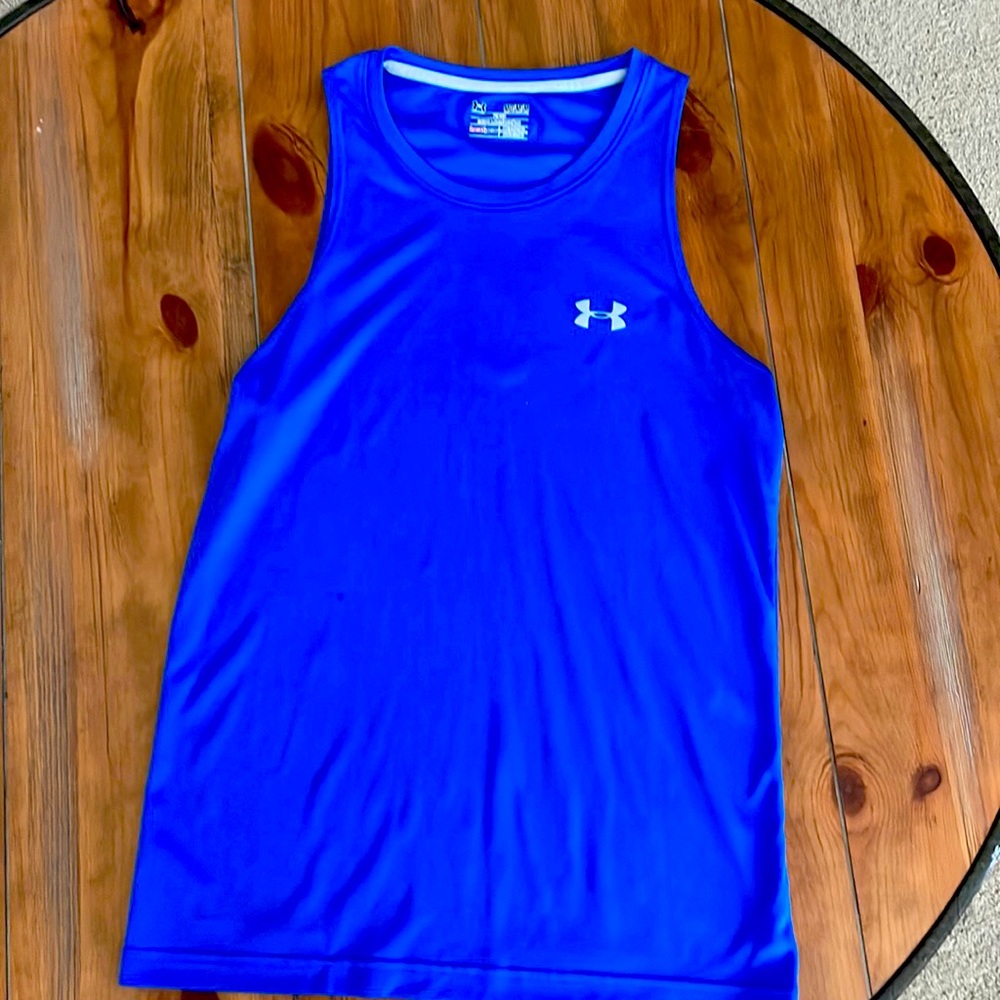 Under Armour Blue Tank Top Mens 4 Way Stretch Size Medium